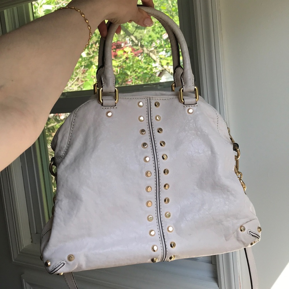 EUC Michael Kors Cream Gold Studded Leather Bag